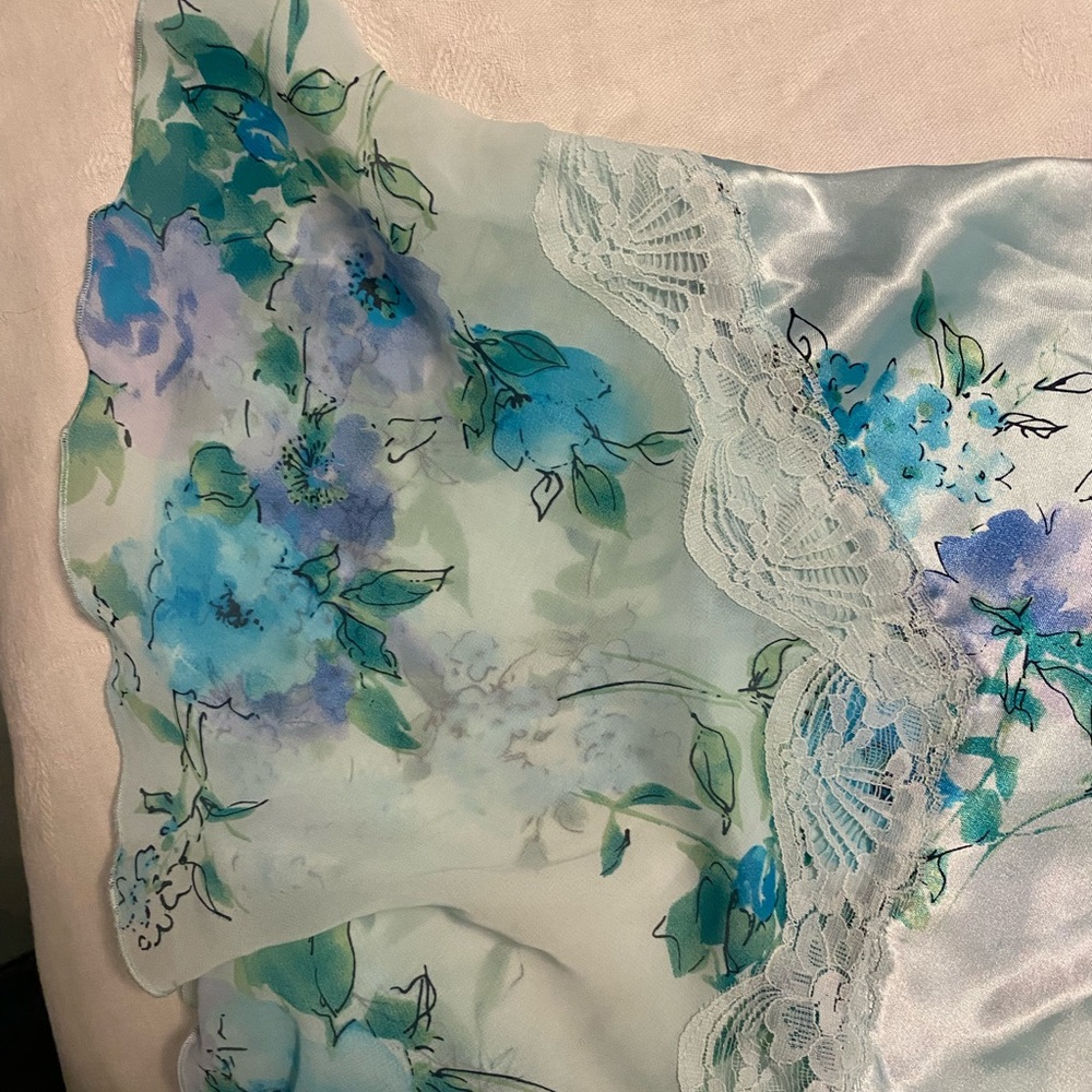 Aqua satin-y Negligee set